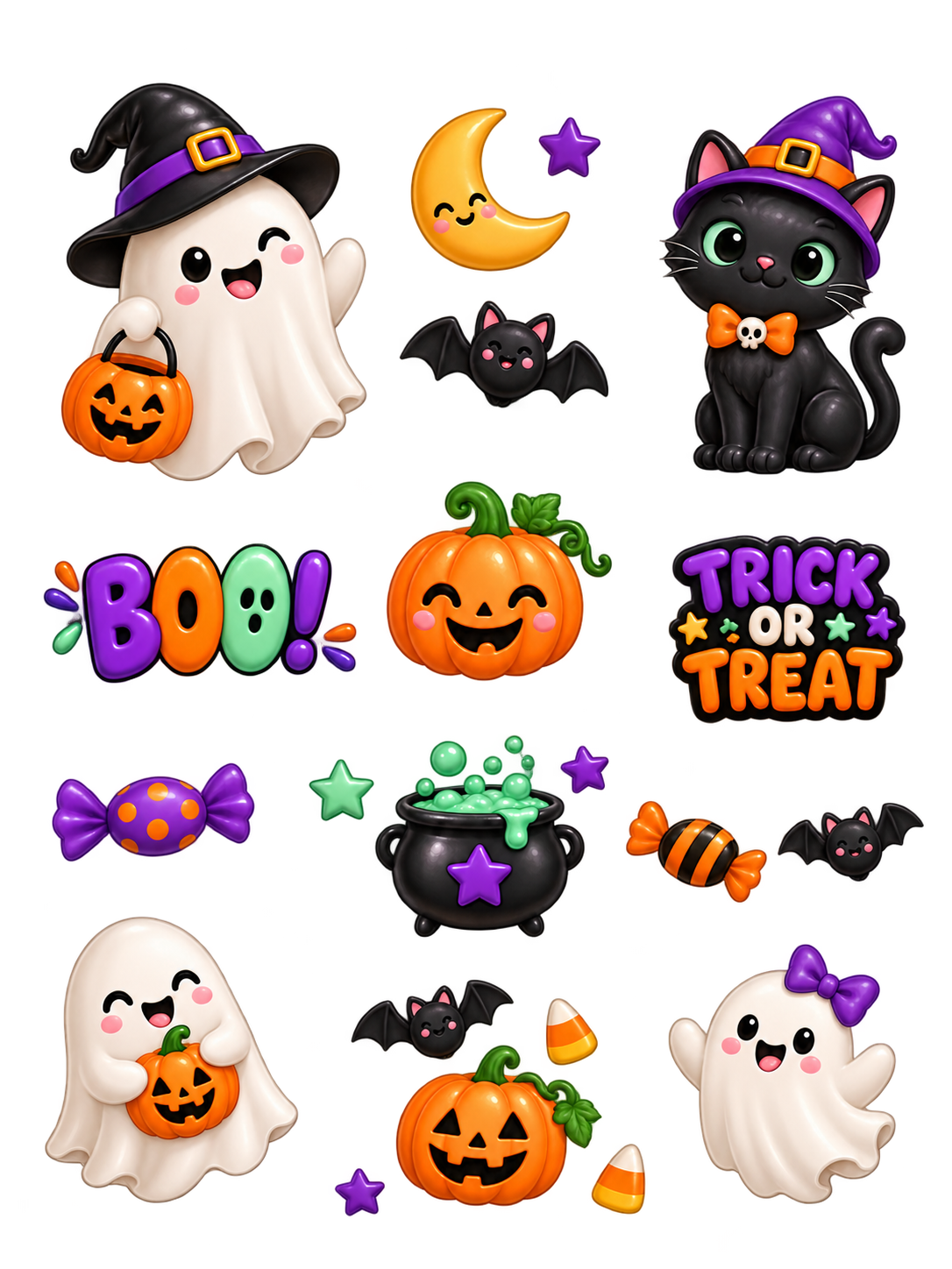 Cute Spooky Friends Halloween UV transfer sheet – 6 by 8 inches