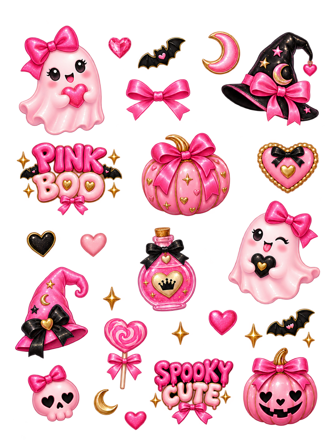 Pink Boo Halloween UV transfer sheet – 6 by 8 inches