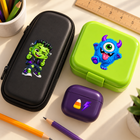 Monster Crew Halloween UV DTF designs on school supplies