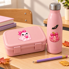 Pink Boo Halloween UV DTF designs on a bento lunch set