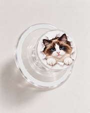 Custom pet portrait with torn-paper design on a clear MagSafe-compatible phone grip, example 6
